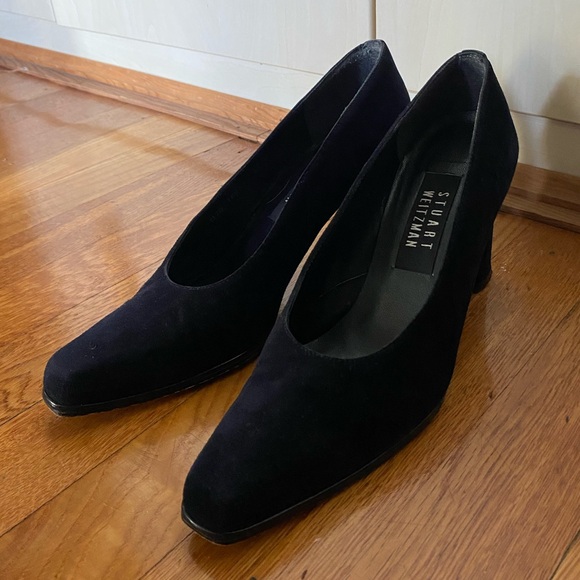Stuart Weitzman Navy Blue Suede Pumps Size 6.5 - Picture 3 of 6